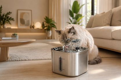 AquaFlow™ | Fontaine à eau en inox pour chats et chiens