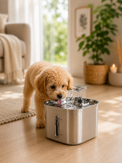 AquaFlow™ | Fontaine à eau en inox pour chats et chiens